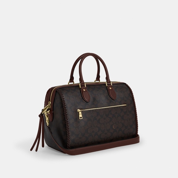 Coach Large Fringe Rowan Satchel Bag In Signature Canvas CCE36 NEW NWT - Picture 6 of 8